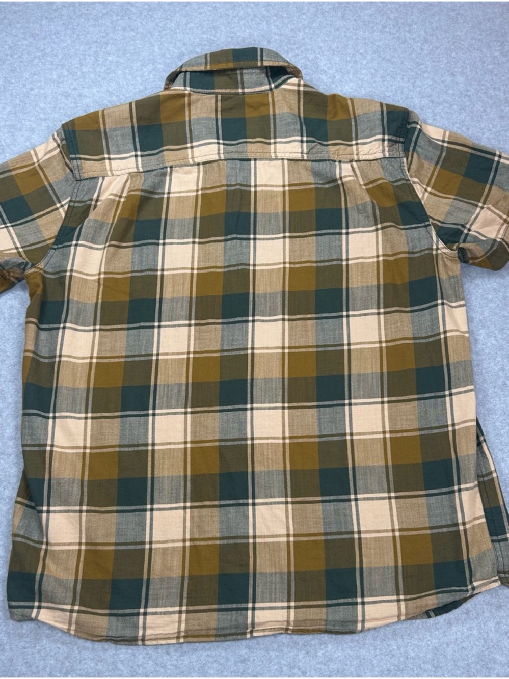 Carhartt Short-Sleeve Plaid Button-Down Shirt in Olive and Tan - Picture 5 of 10